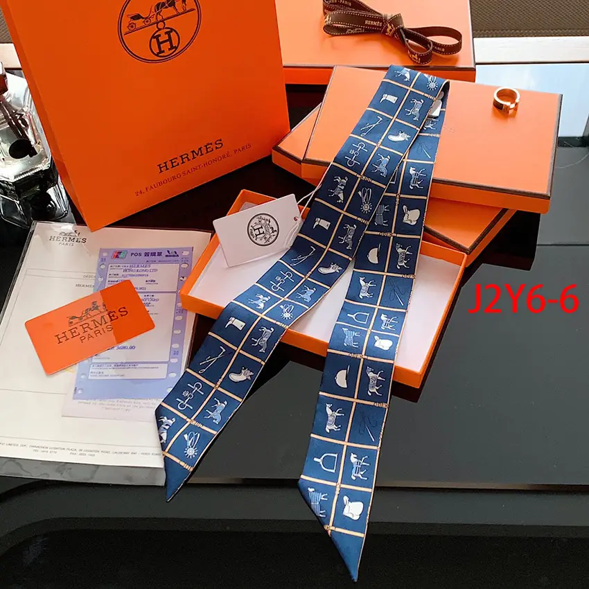J2Y6 Hermès 6x110CM double-sided ribbon 23.5$ gallery