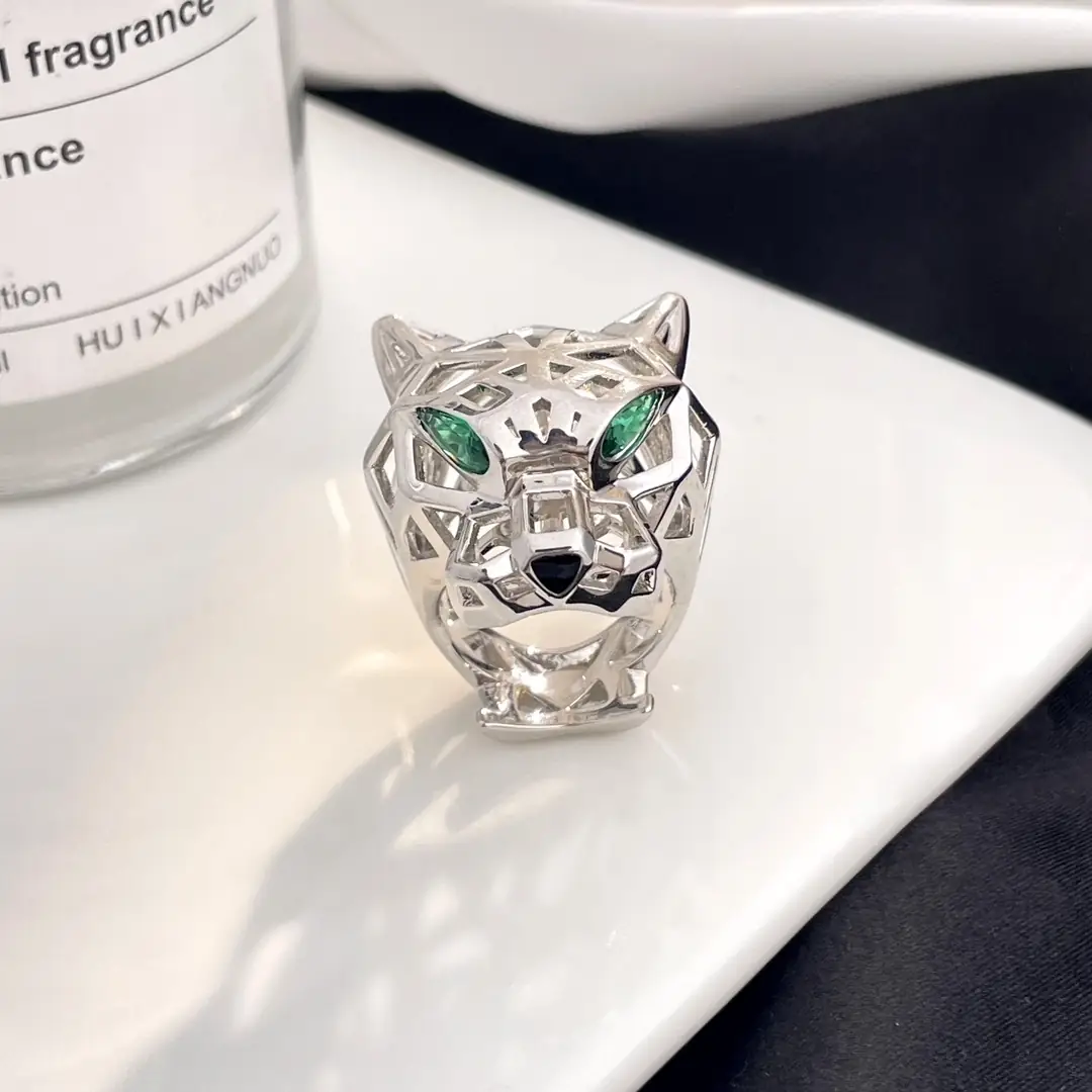 YM72 Cartier Leopard Head Hollow Ring 53$ gallery