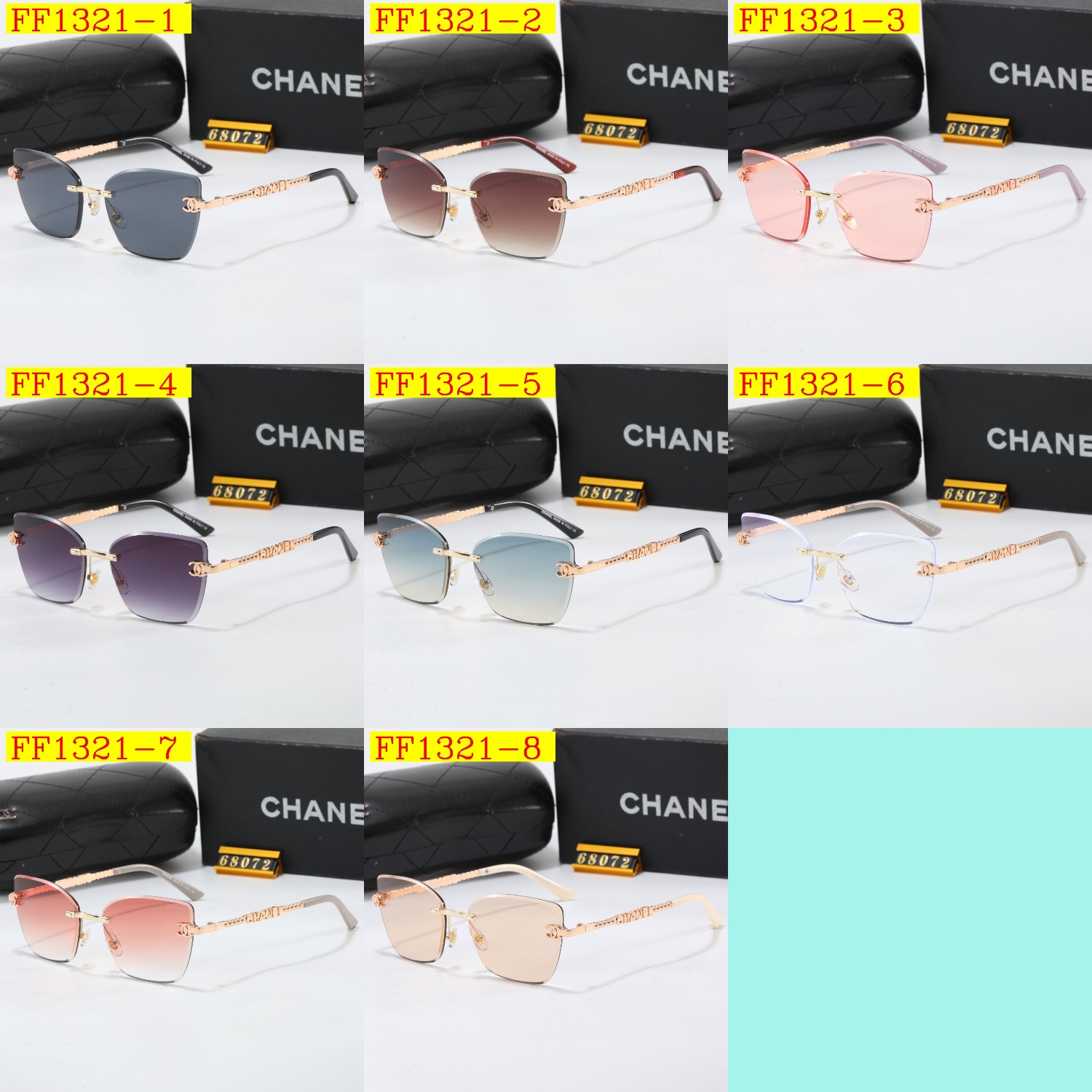 18$ CAHNEL 68072 Sunglassess With Box 7520 FF1321 gallery
