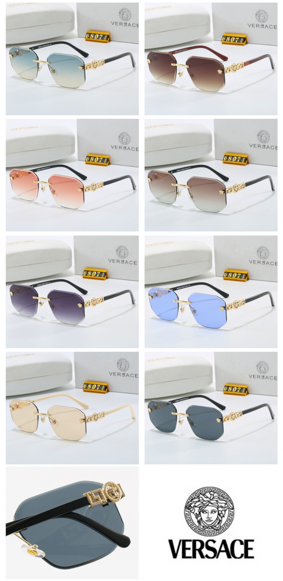 18$ VERSACE 68074 Sunglassess With Box 402560 FF1379 gallery