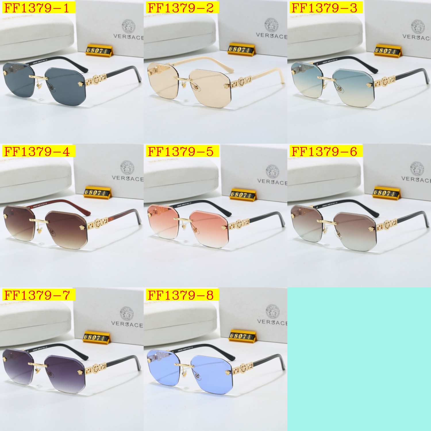 18$ VERSACE 68074 Sunglassess With Box 402560 FF1379 gallery
