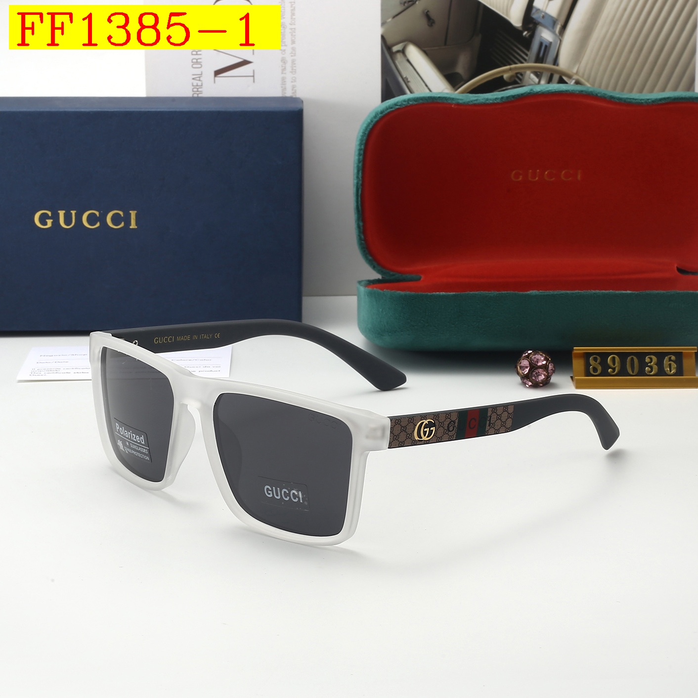 20$ GUCCI 89036 Polarizer Sunglassess With Box 0696 FF1385 gallery