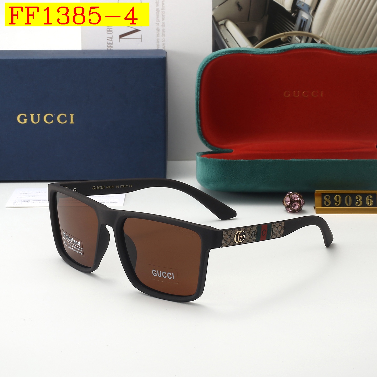 20$ GUCCI 89036 Polarizer Sunglassess With Box 0696 FF1385 gallery