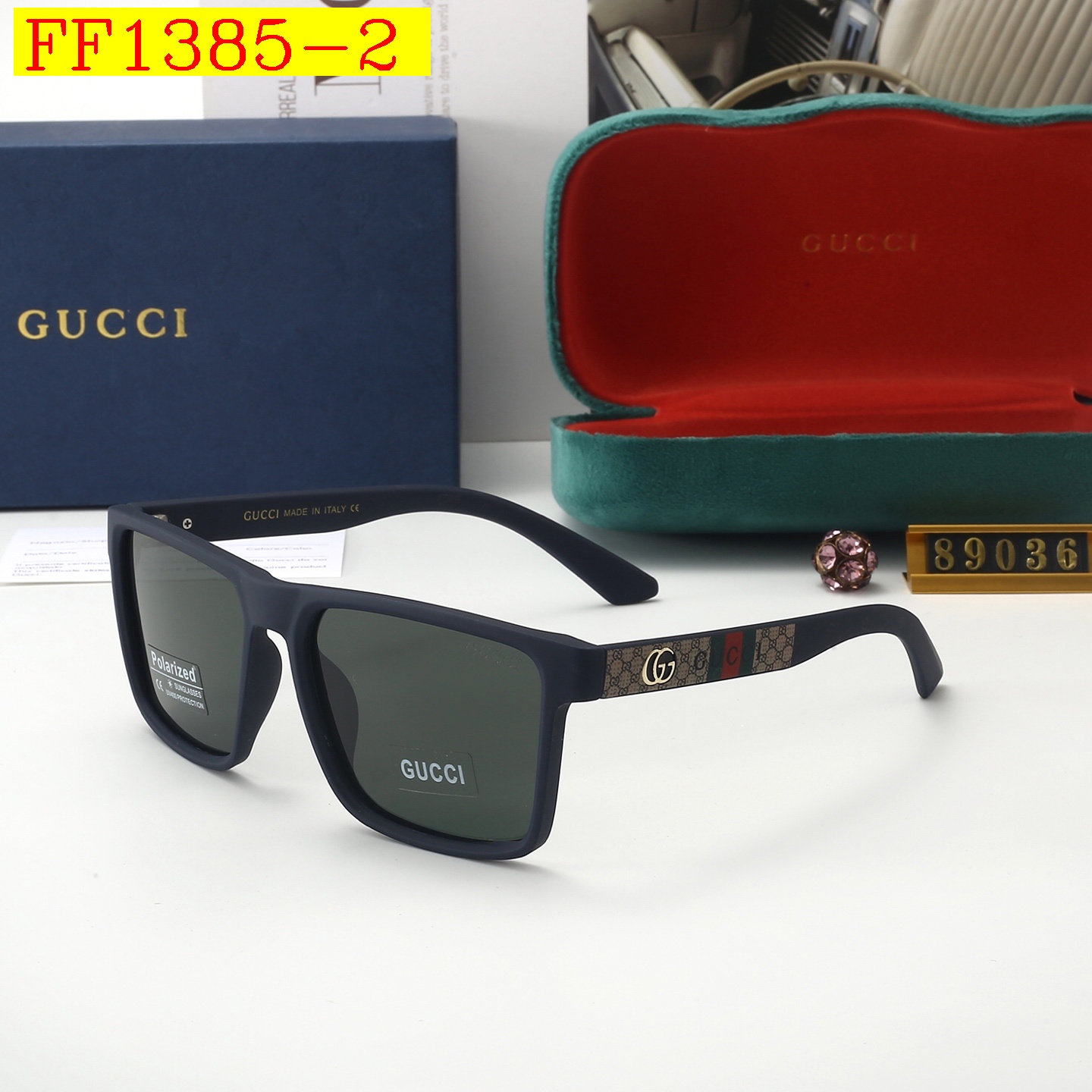 20$ GUCCI 89036 Polarizer Sunglassess With Box 0696 FF1385 gallery