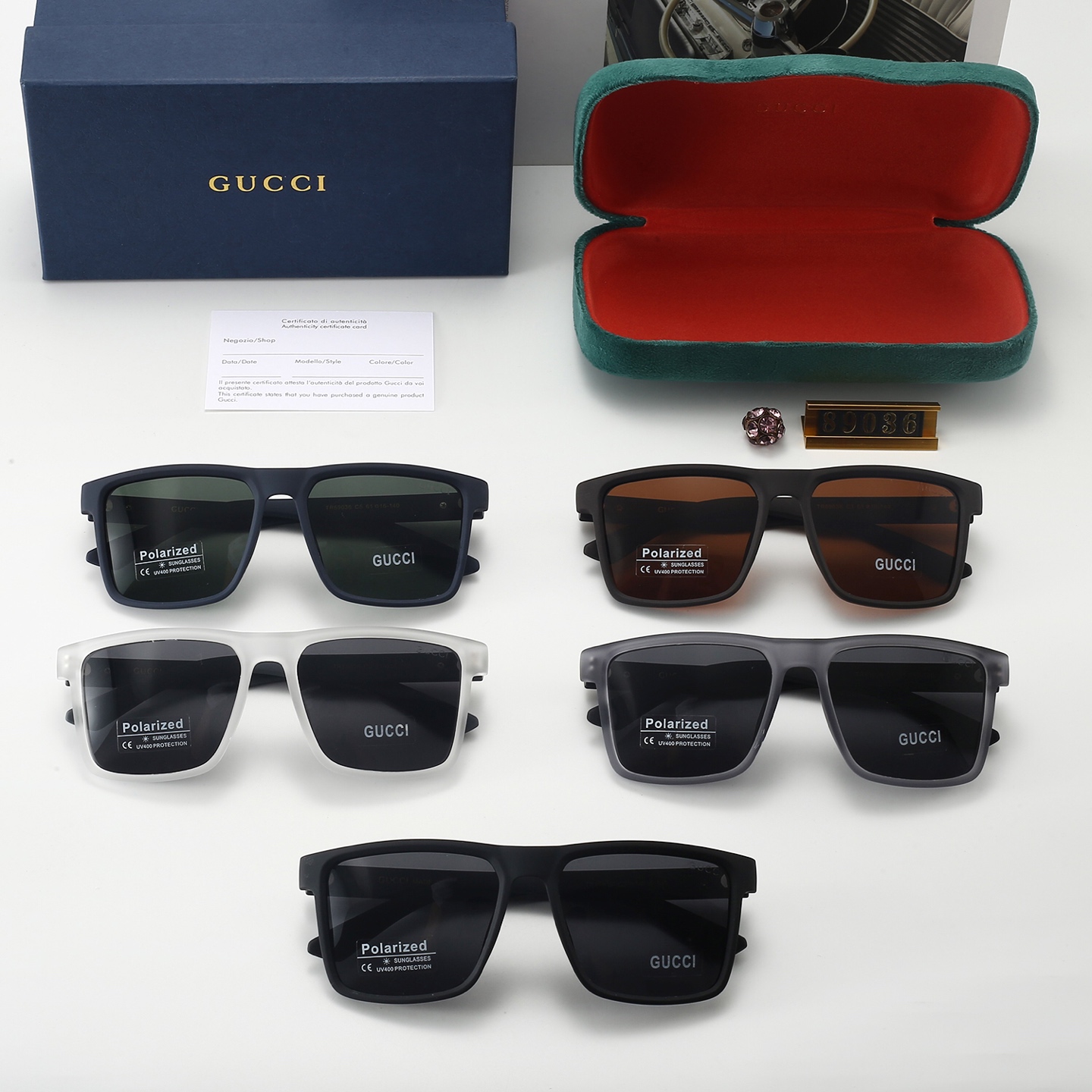20$ GUCCI 89036 Polarizer Sunglassess With Box 0696 FF1385 gallery