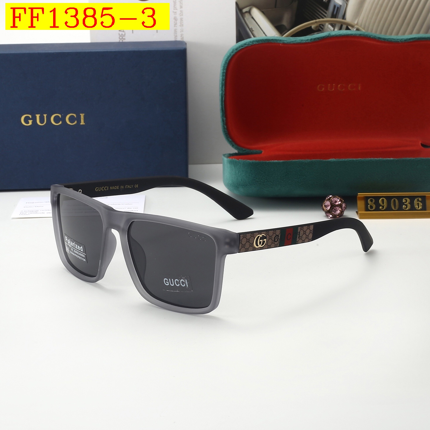 20$ GUCCI 89036 Polarizer Sunglassess With Box 0696 FF1385 gallery