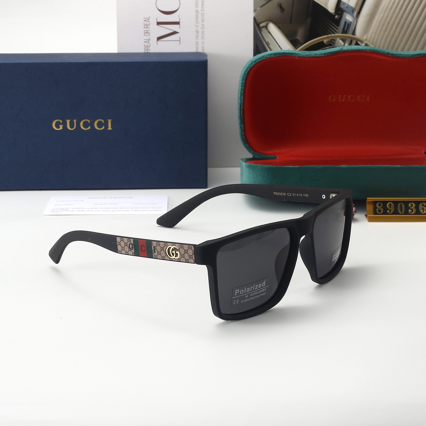 20$ GUCCI 89036 Polarizer Sunglassess With Box 0696 FF1385 gallery