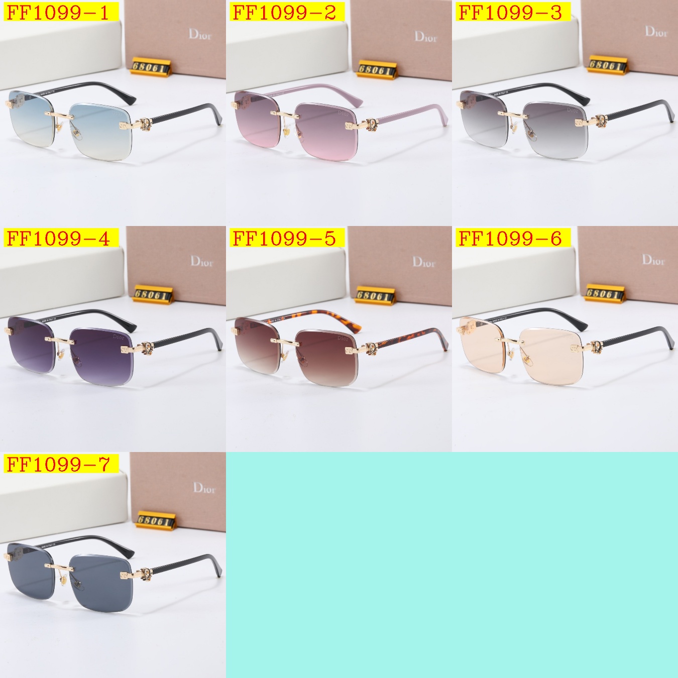 22$ dh DIOR 68061 Sunglassess With Box 70451012523 FF1099 gallery