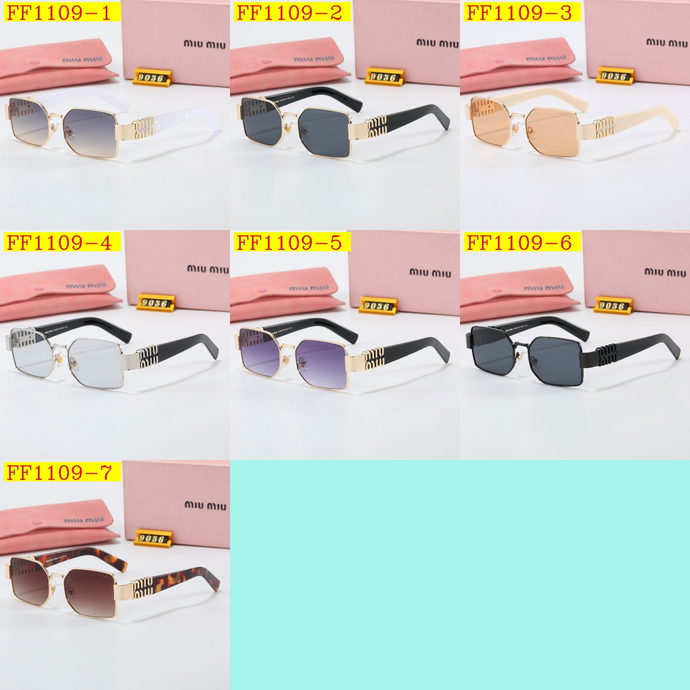 22$ dh miumiu 9036 Sunglassess With Box 70859412525 FF1109 gallery