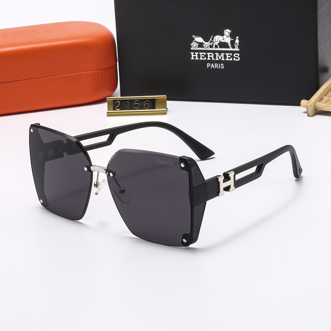 23$ dh HERMES 2156 Sunglassess With Box 40165012630 FF1193 gallery