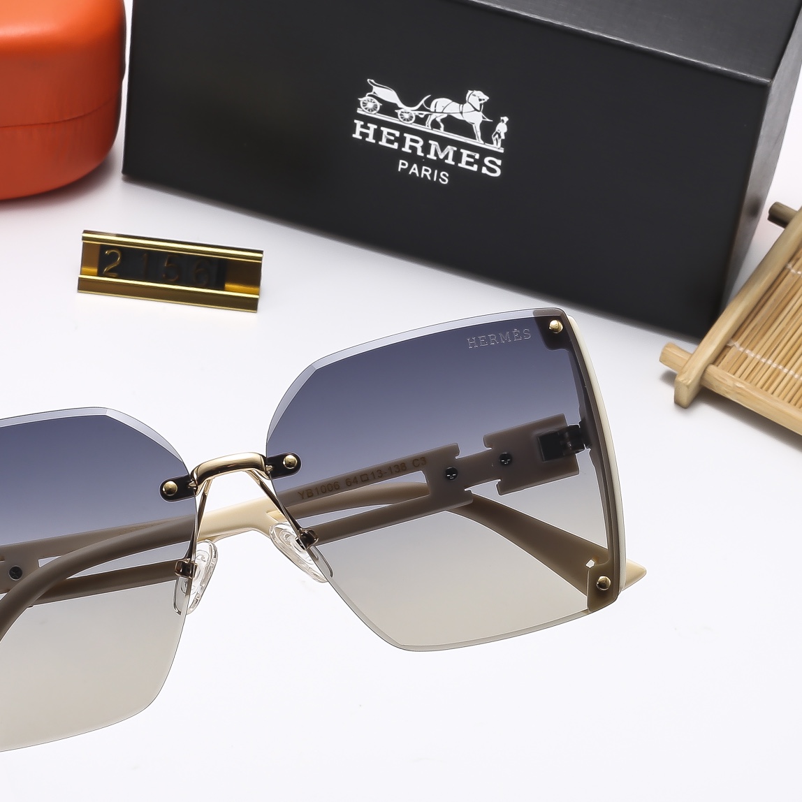 23$ dh HERMES 2156 Sunglassess With Box 40165012630 FF1193 gallery