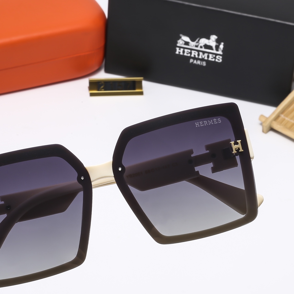 23$ dh HERMES 2157 Sunglassess With Box 80562012630 FF1195 gallery