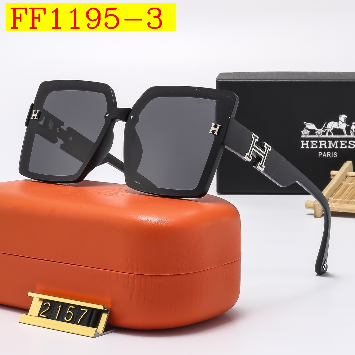 23$ dh HERMES 2157 Sunglassess With Box 80562012630 FF1195 gallery