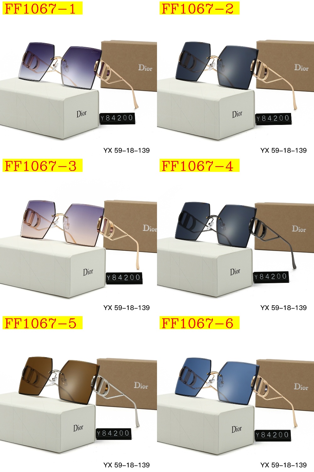 24$ dh DIOR 84200 Nylon lenses Sunglassess With Box 10572412740 FF1067 gallery