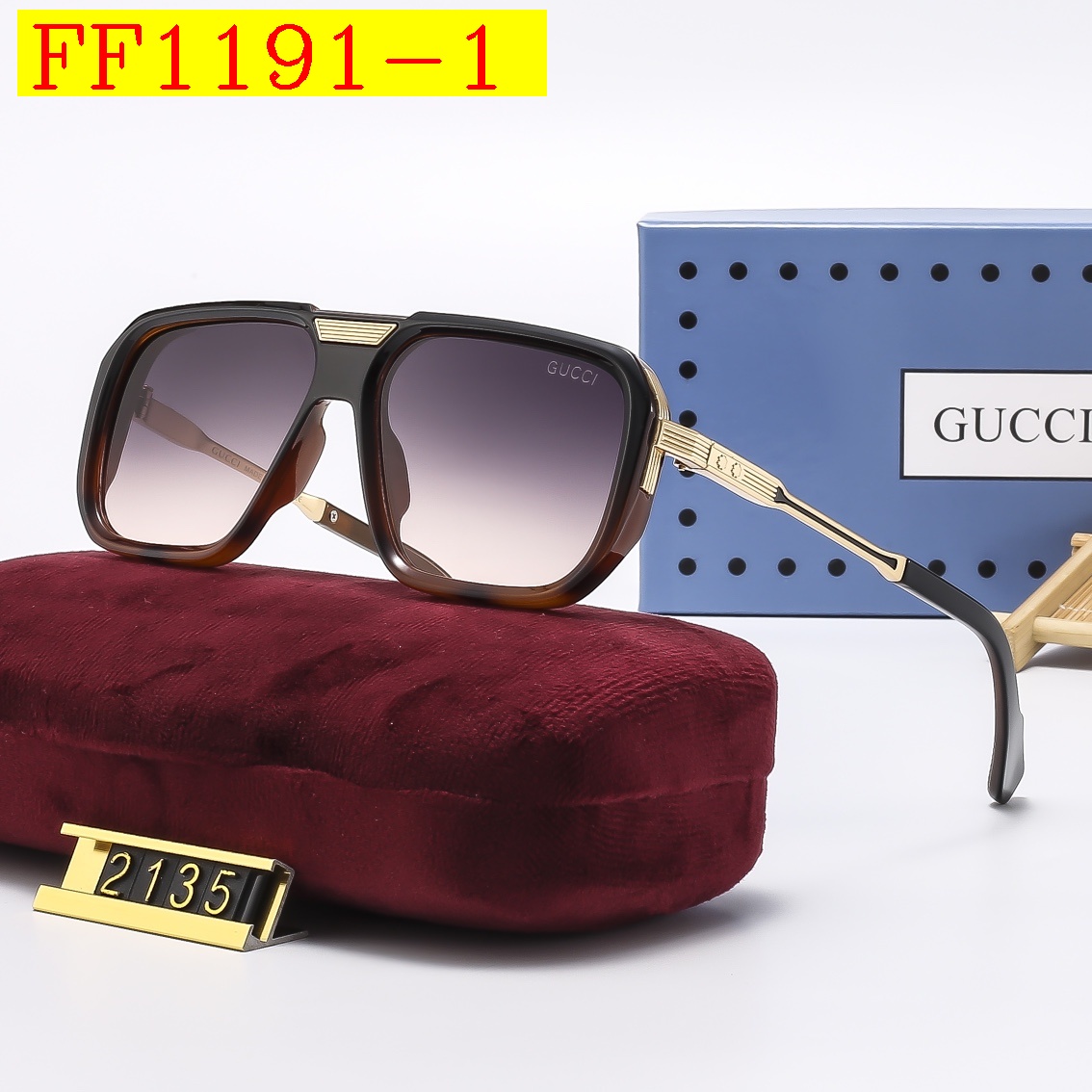 24$ dh GUCCI 2135 Sunglassess With Box 70465812645 FF1191 gallery