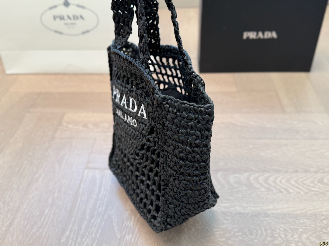 36$ PRADA Straw woven bag size 18x22 cm 524180 ZZ275 gallery