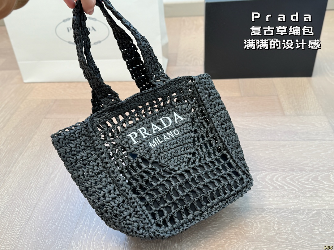 36$ PRADA Straw woven bag size 18x22 cm 524180 ZZ275 gallery