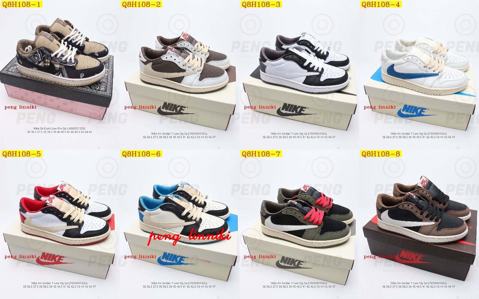 44$ new_dh 0 Travis Scott X Air Jordan 1 size 36-45 325040 Q8H108 gallery