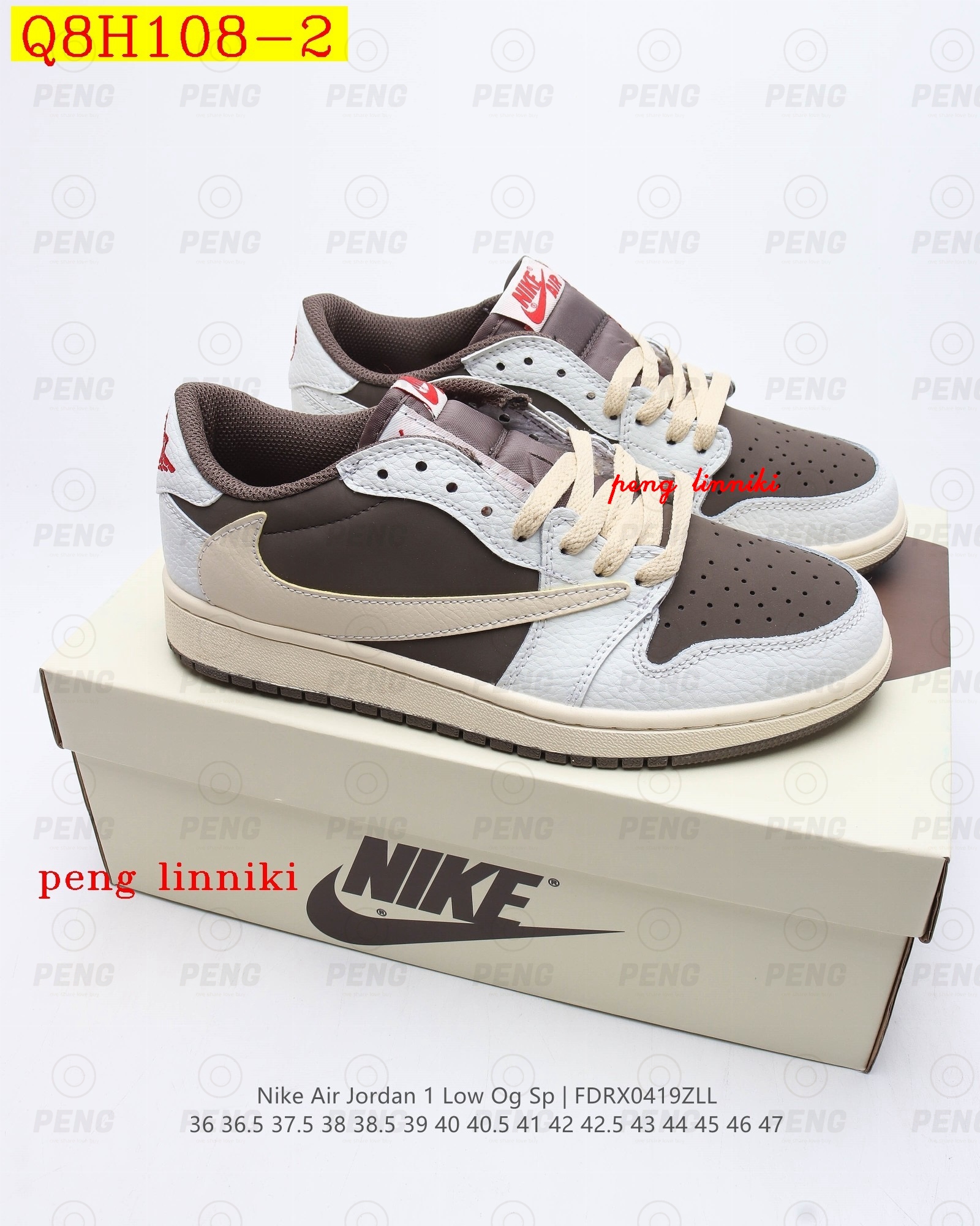 44$ new_dh 0 Travis Scott X Air Jordan 1 size 36-45 325040 Q8H108 gallery