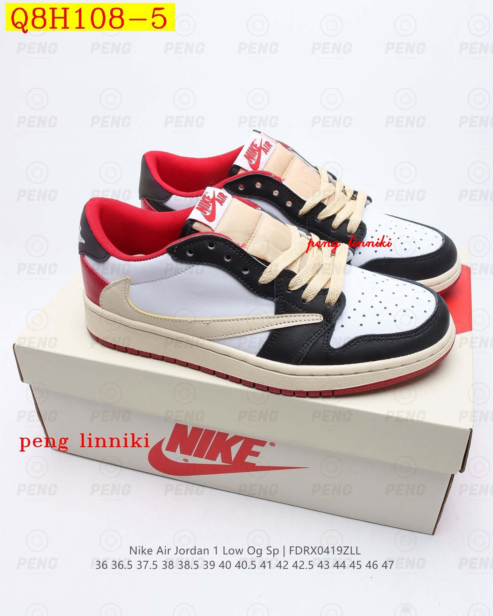 44$ new_dh 0 Travis Scott X Air Jordan 1 size 36-45 325040 Q8H108 gallery