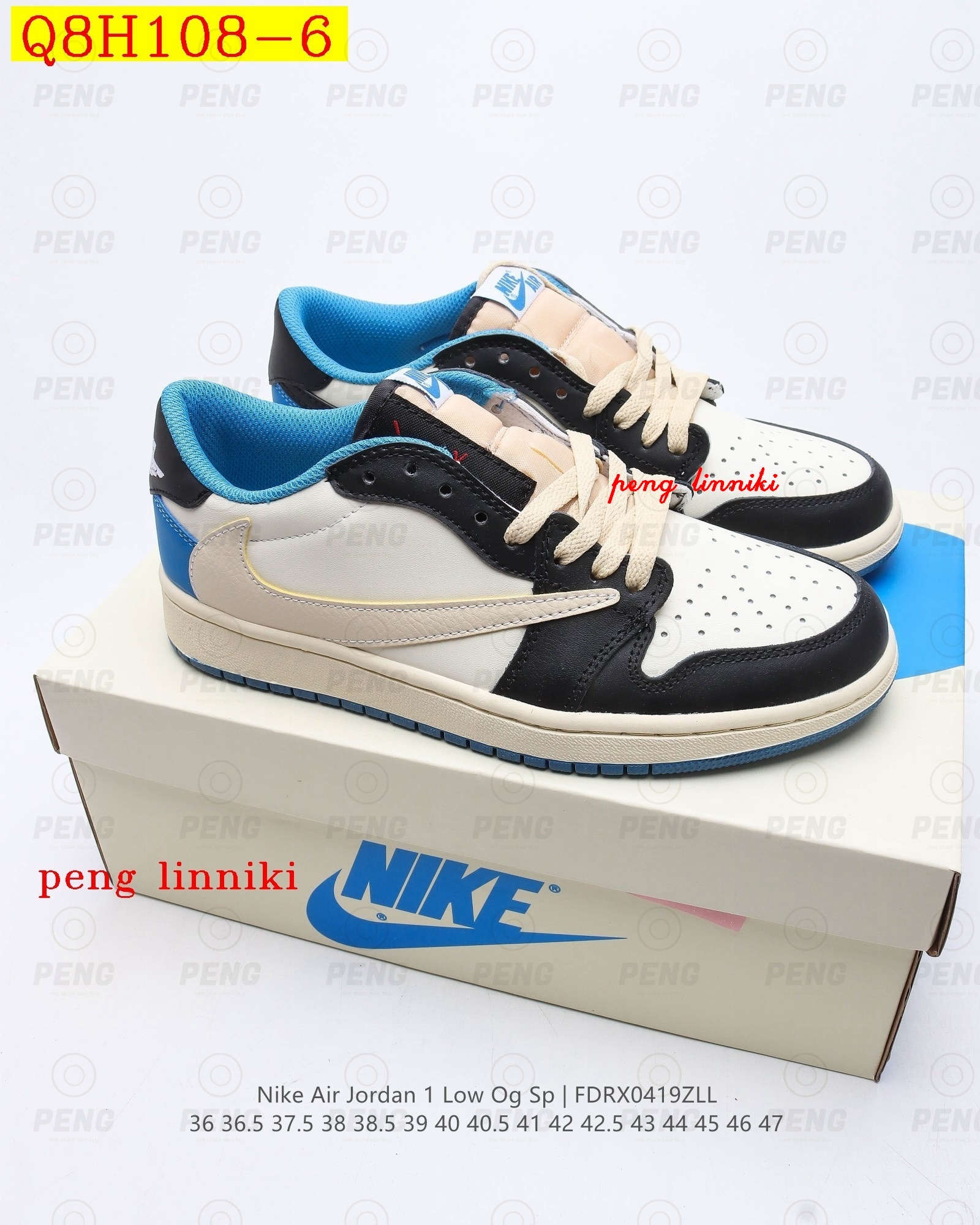 44$ new_dh 0 Travis Scott X Air Jordan 1 size 36-45 325040 Q8H108 gallery