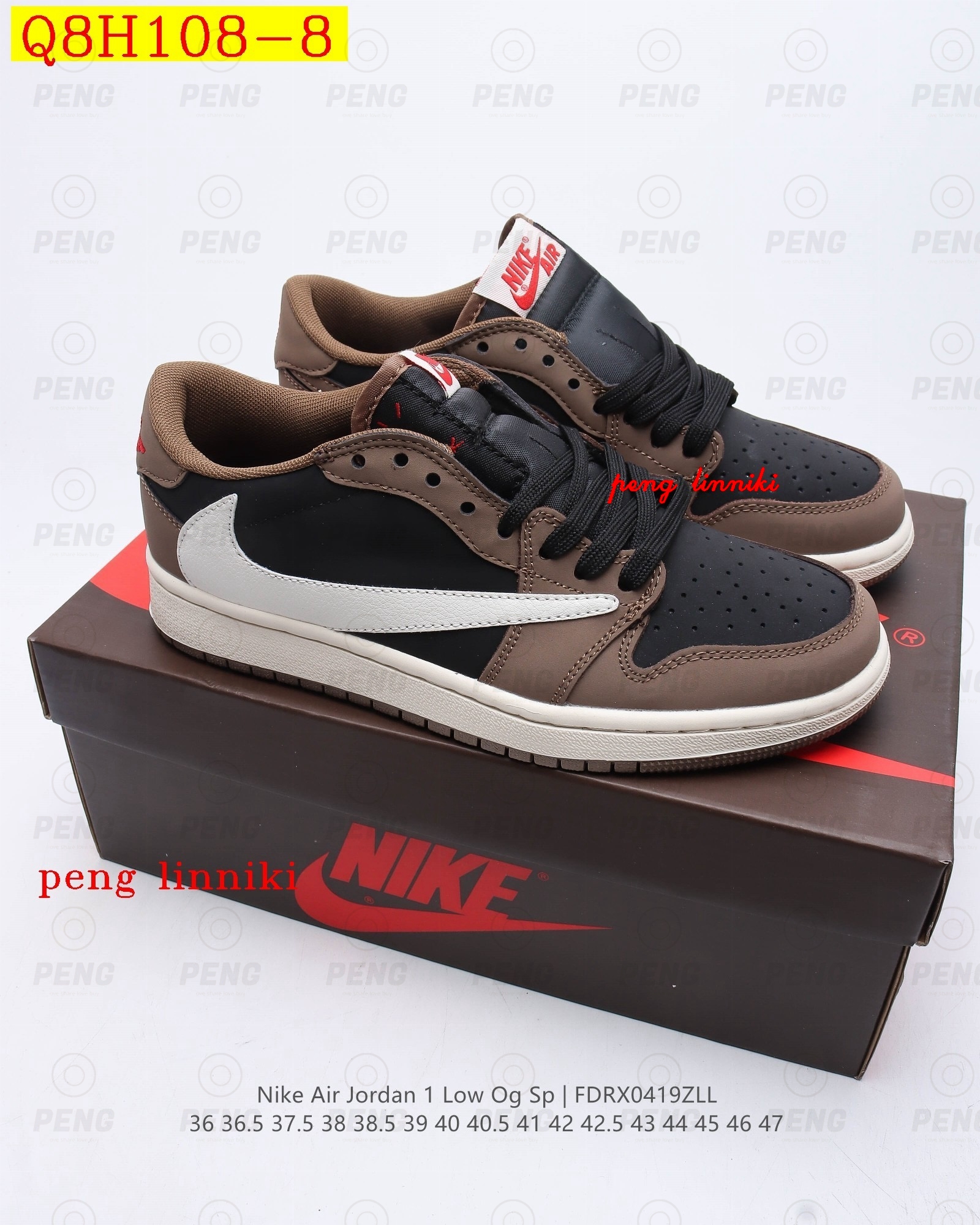 44$ new_dh 0 Travis Scott X Air Jordan 1 size 36-45 325040 Q8H108 gallery