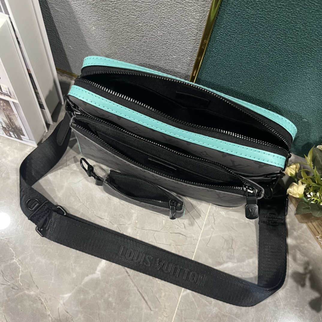 63$ LV Monogram Eclipse Shoulder bag size 25X18X7 cm 636800 BR2136 gallery