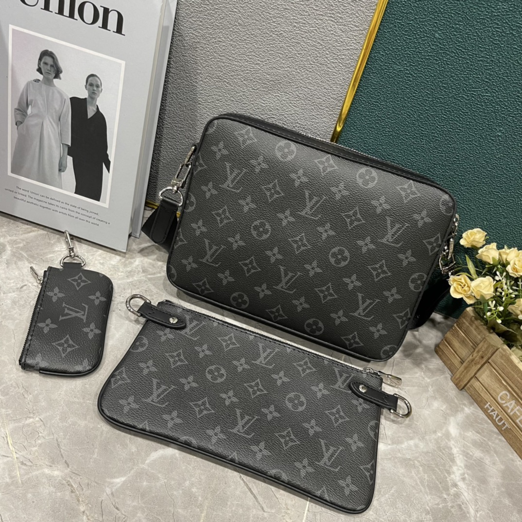 63$ LV Monogram Eclipse Shoulder bag size 25X18X7 cm 636800 BR2136 gallery