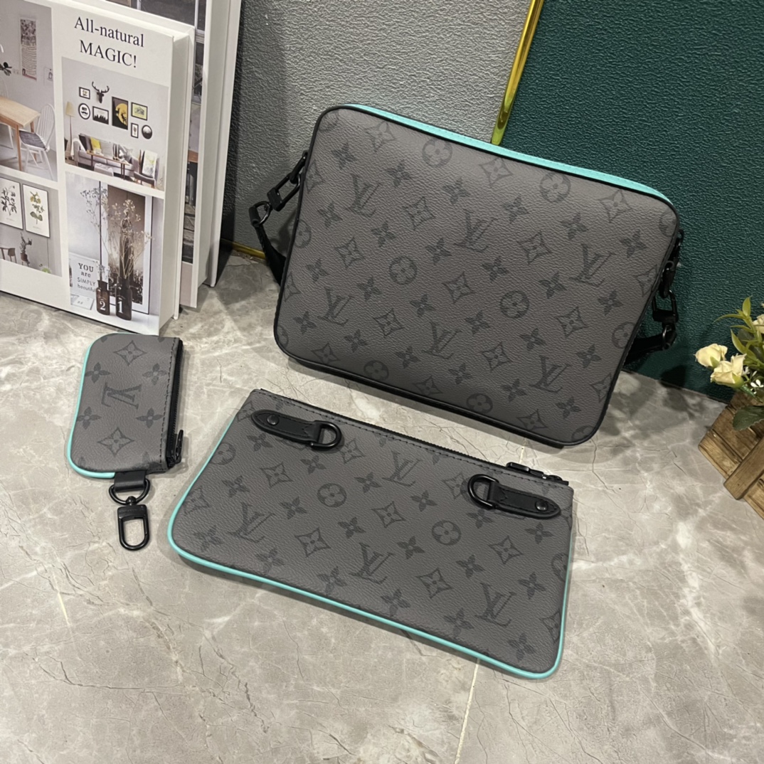 63$ LV Monogram Eclipse Shoulder bag size 25X18X7 cm 636800 BR2136 gallery