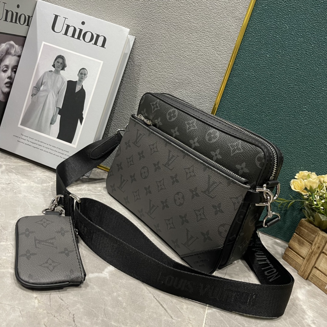 63$ LV Monogram Eclipse Shoulder bag size 25X18X7 cm 636800 BR2136 gallery
