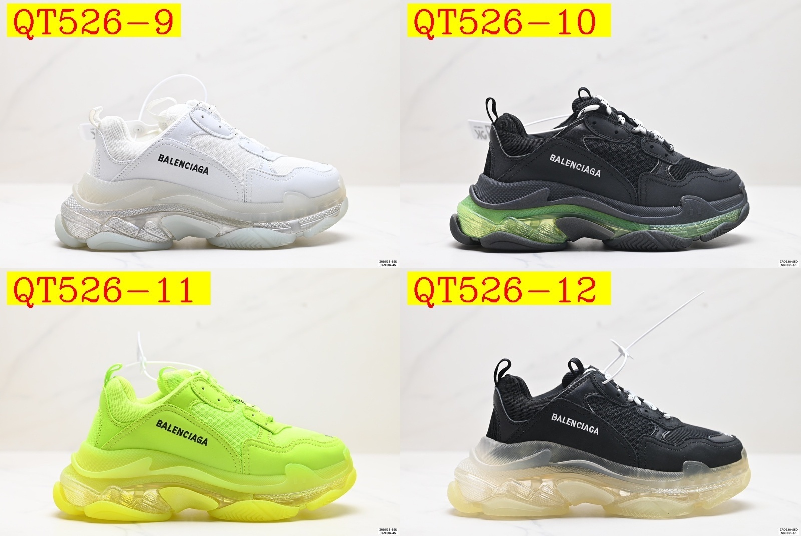112$ Top Quality Balenciaga Triple S Clear Sole size 36-45 957840 QT526 gallery