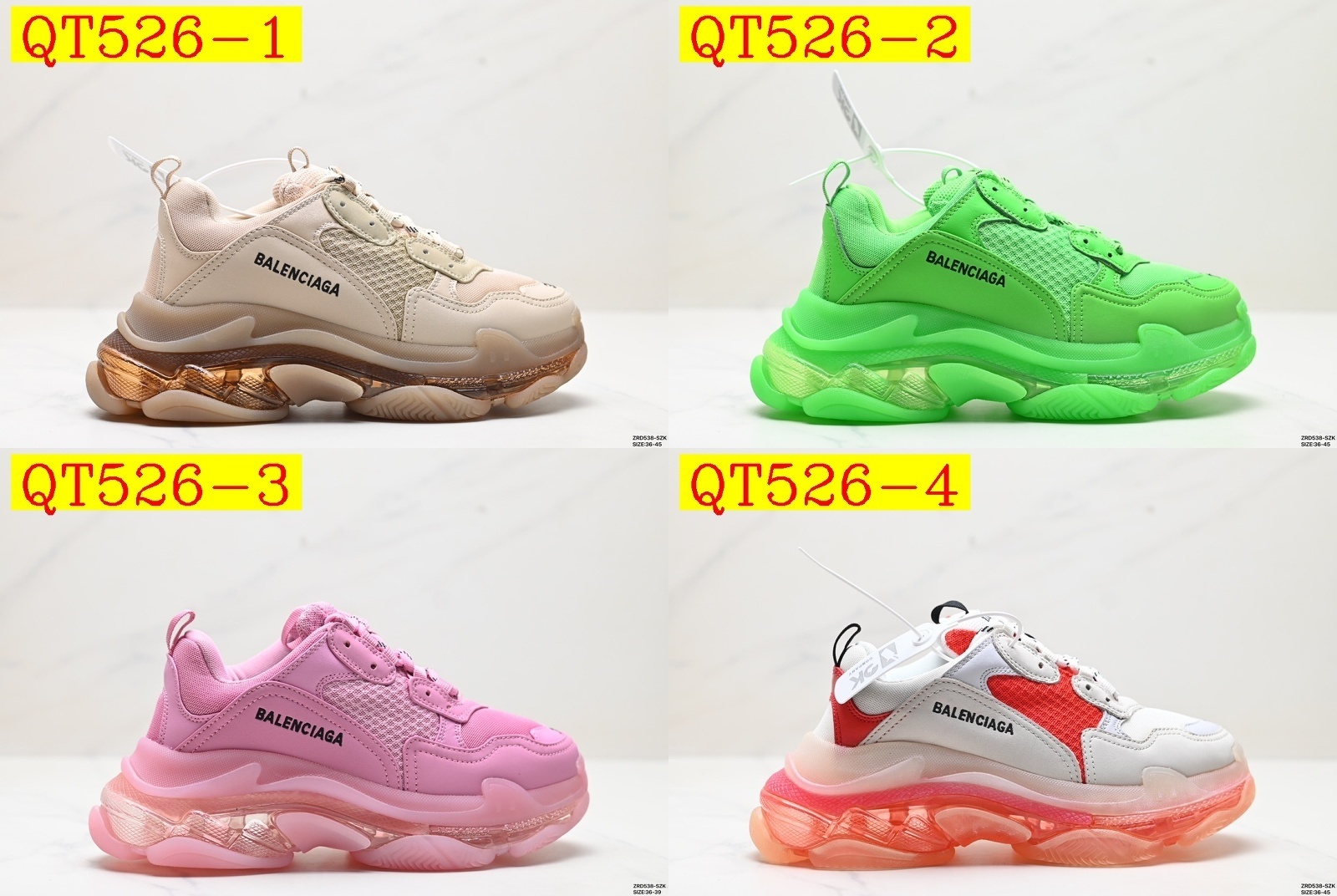 112$ Top Quality Balenciaga Triple S Clear Sole size 36-45 957840 QT526 gallery