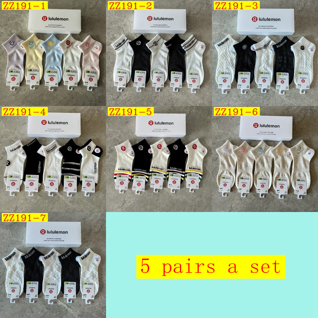 17$ dh lululenmon 5 pairs a set  one size fit 36-40 90624811270 ZZ191 gallery