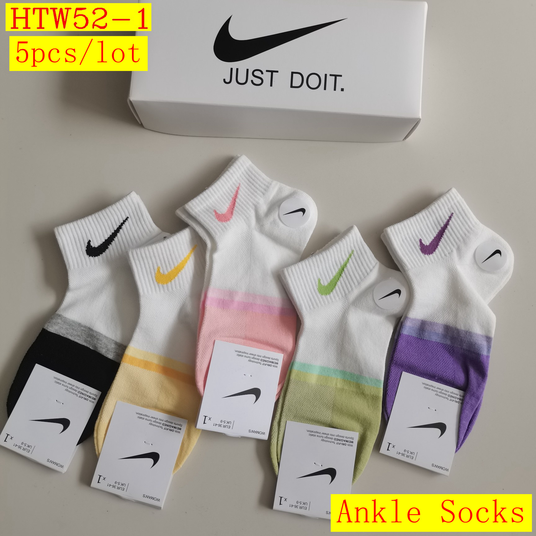 18$ new_dh NIKE Ankle Socks 5pcs lot 50231411270 HTW52 gallery