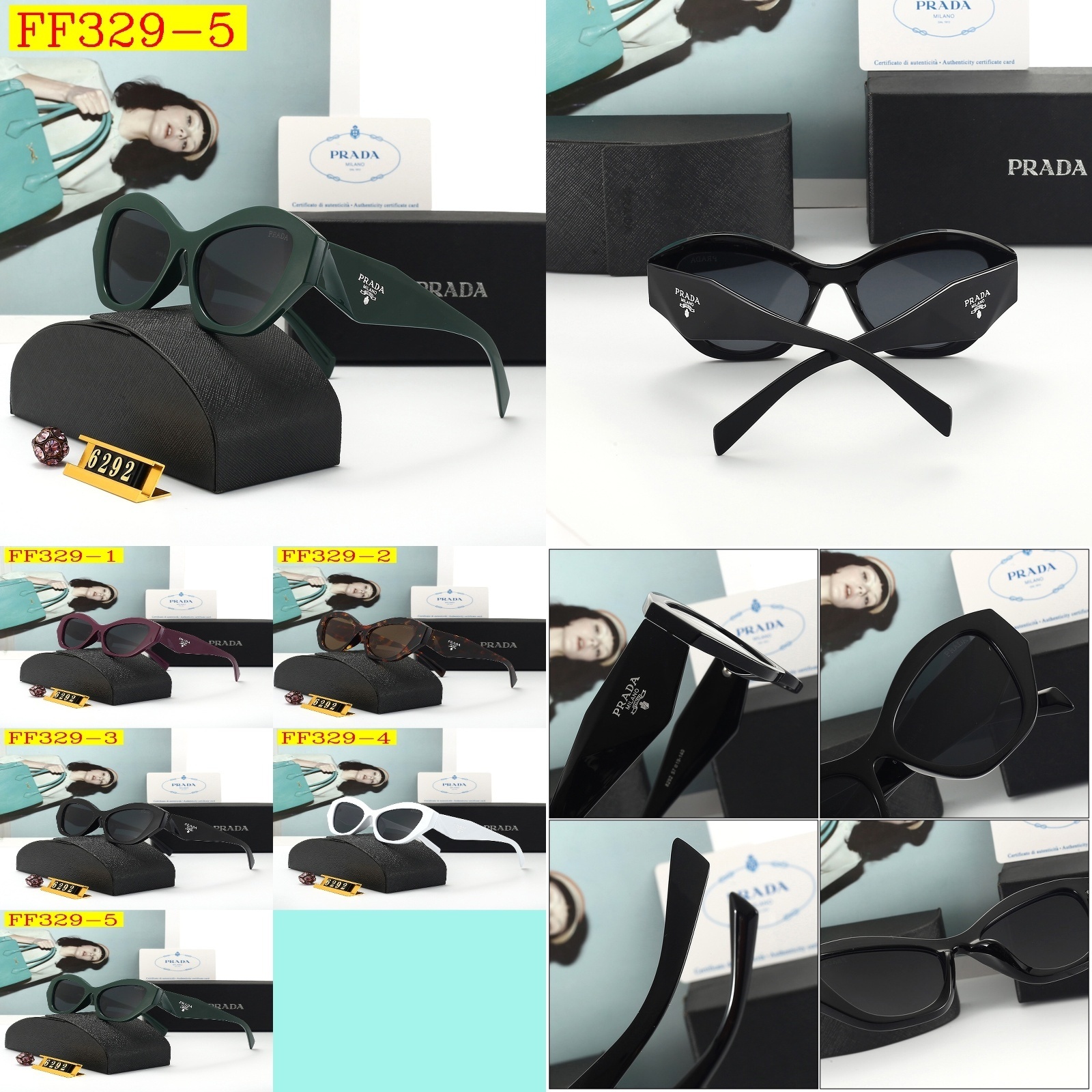 22$ new_dh PRADA 6292 Sunglassess With Box 90654212414 FF329 gallery