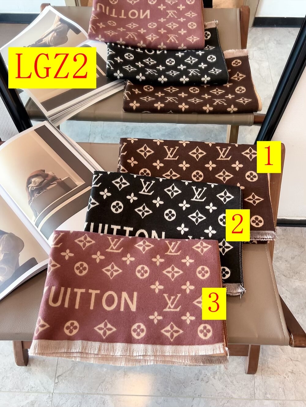 23$ LV Scarf Material Cashmere size 180 x 65 cm 4690 LGZ2 gallery