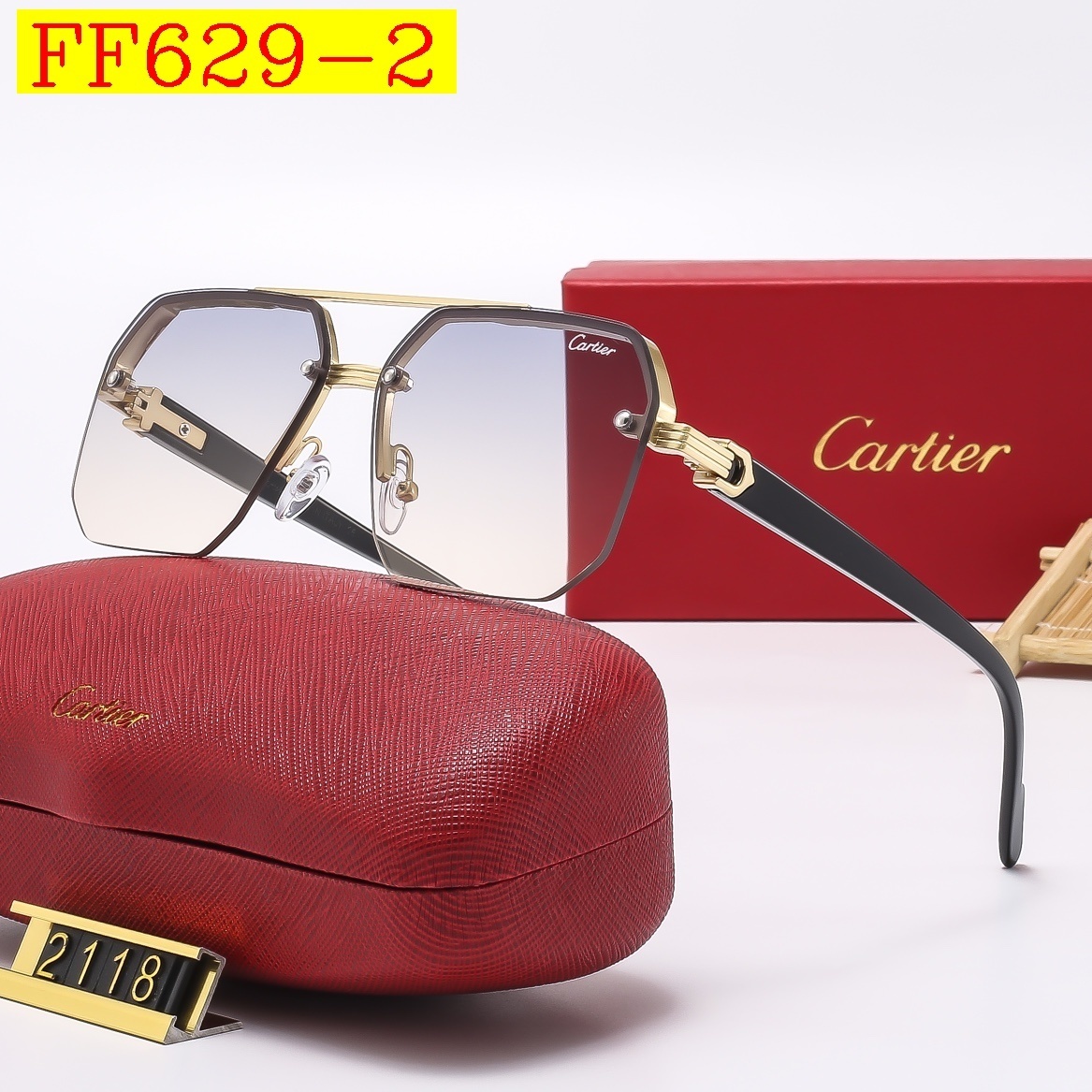 23$ dh CARTIER 2118 Sunglassess With Box 40168012630 FF629 gallery