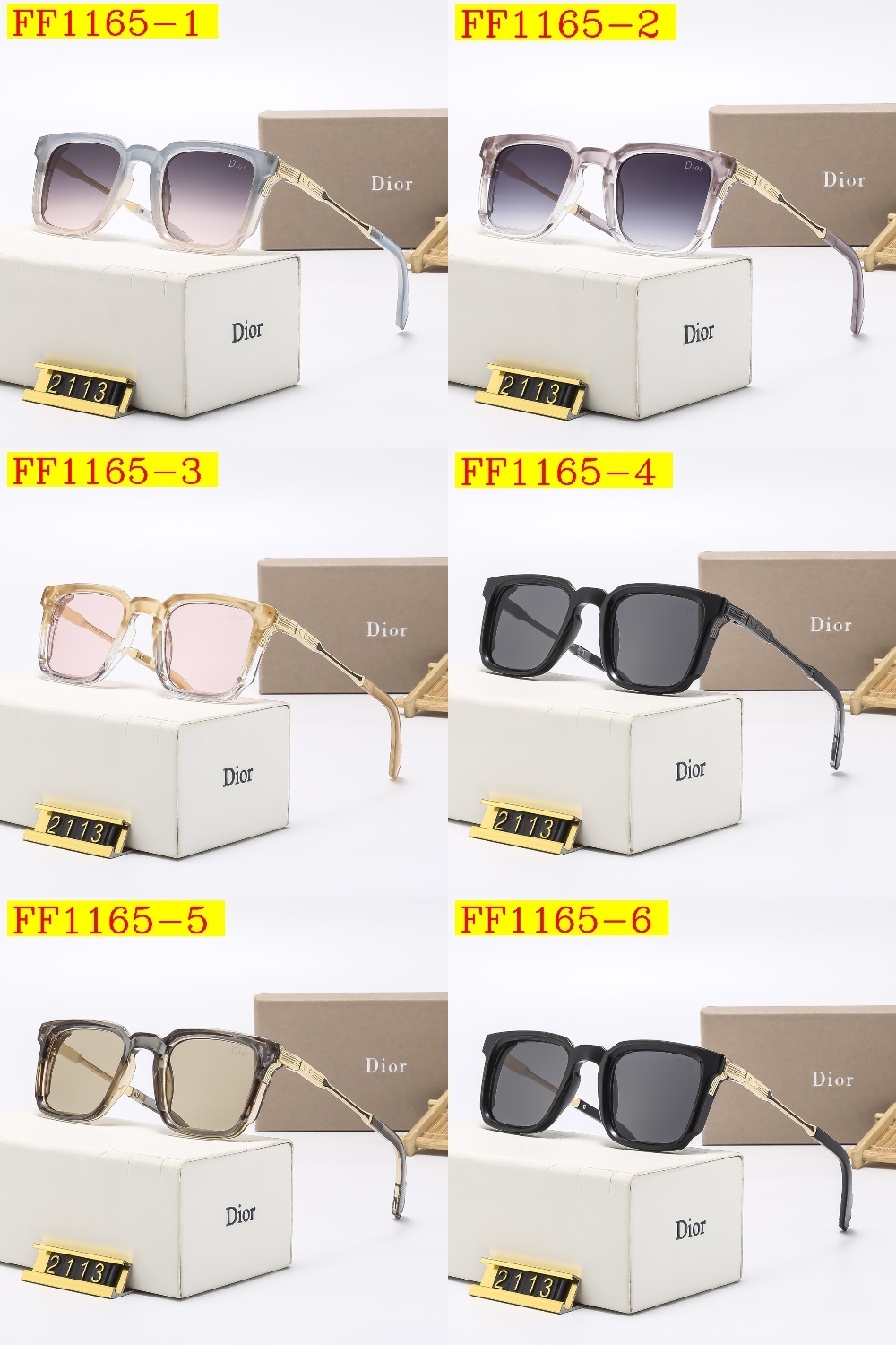 24$ dh DIOR 2113 Sunglassess With Box 50172412740 FF1165 gallery
