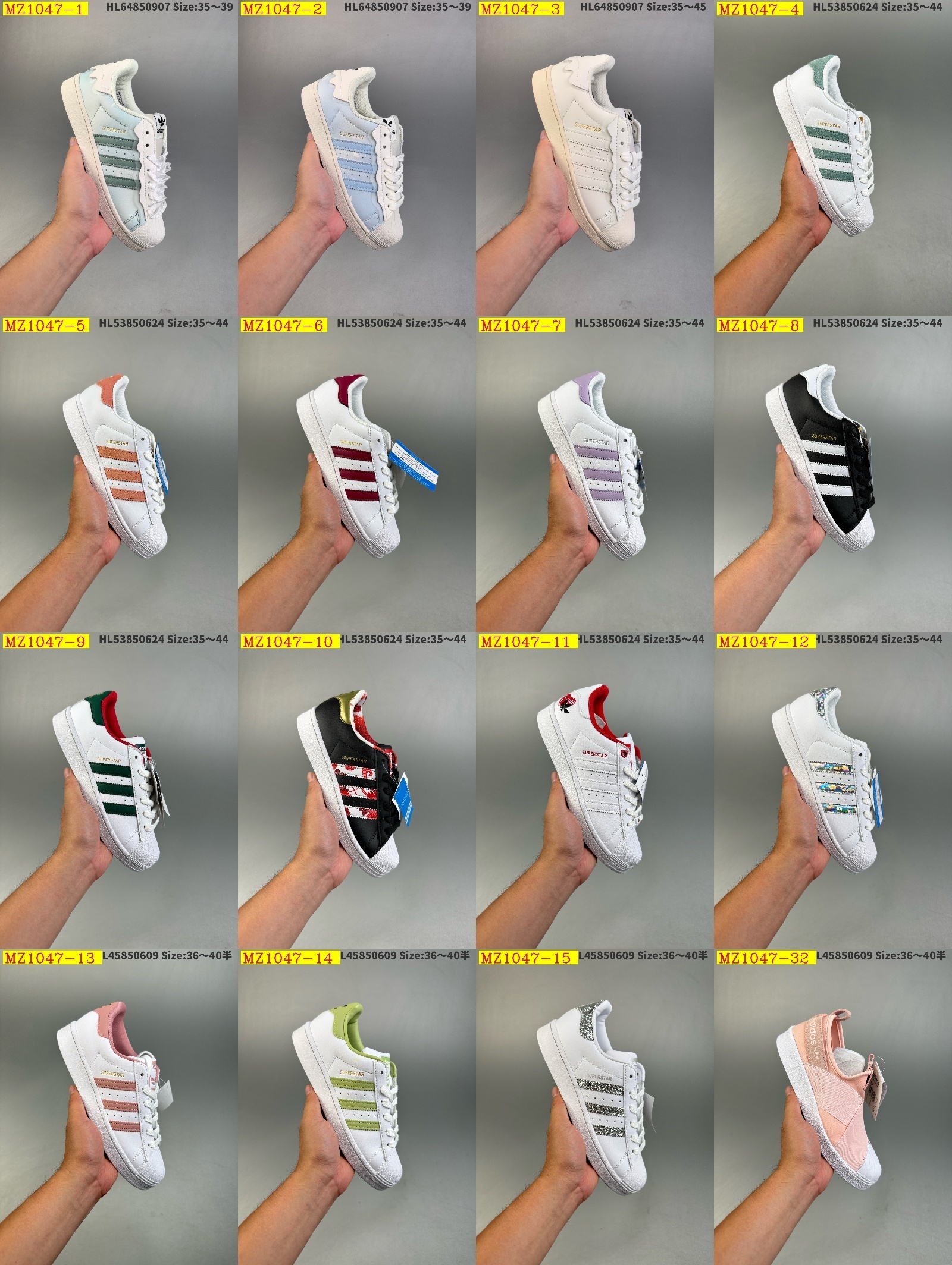 41$ Adidas Originals Superstar size 36-40 half 814760 MZ1047 gallery