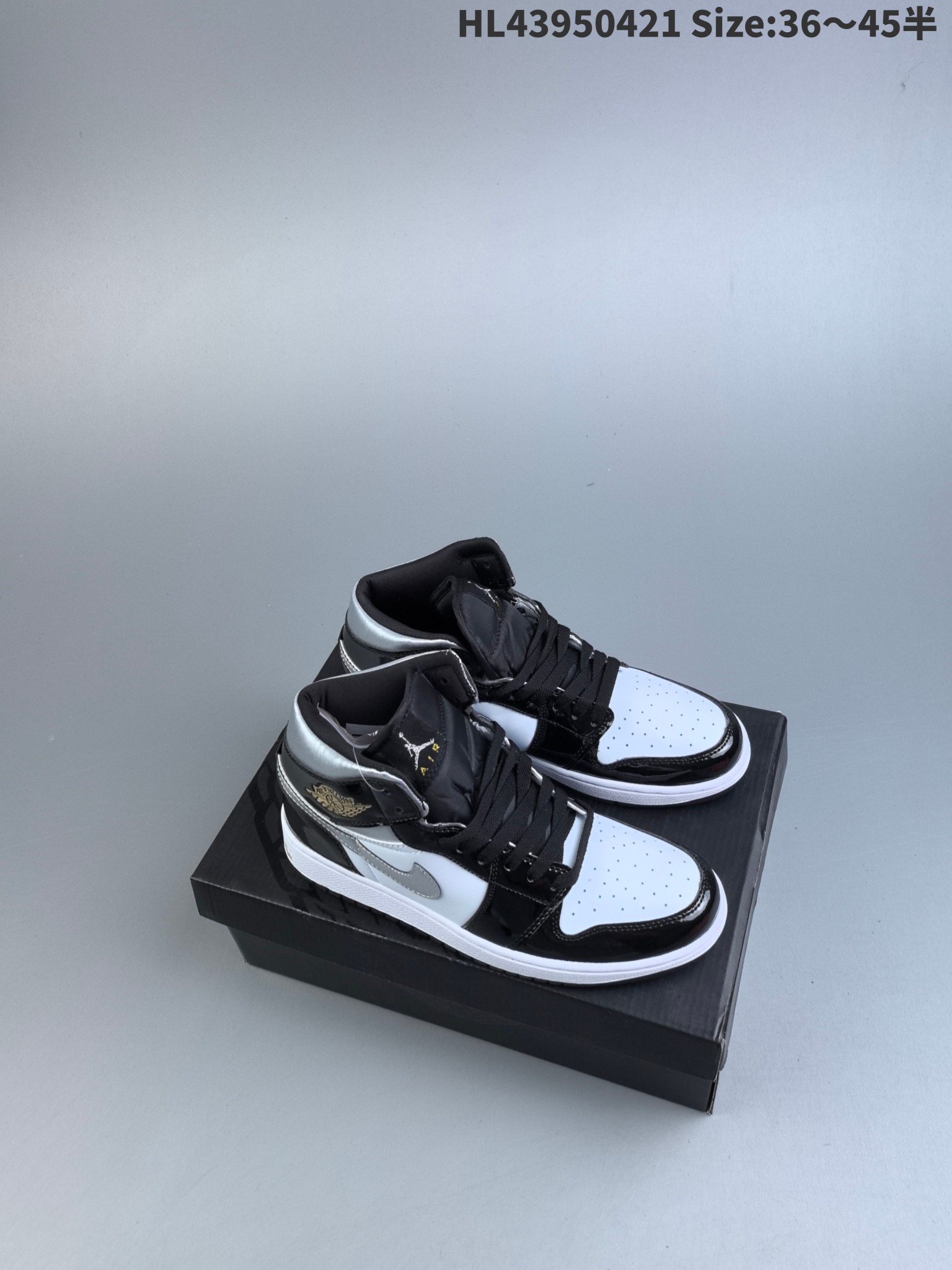 45$ dh Air Jordan 1 Mid Black Patent half size 36-45 61293034155 DC1709 gallery