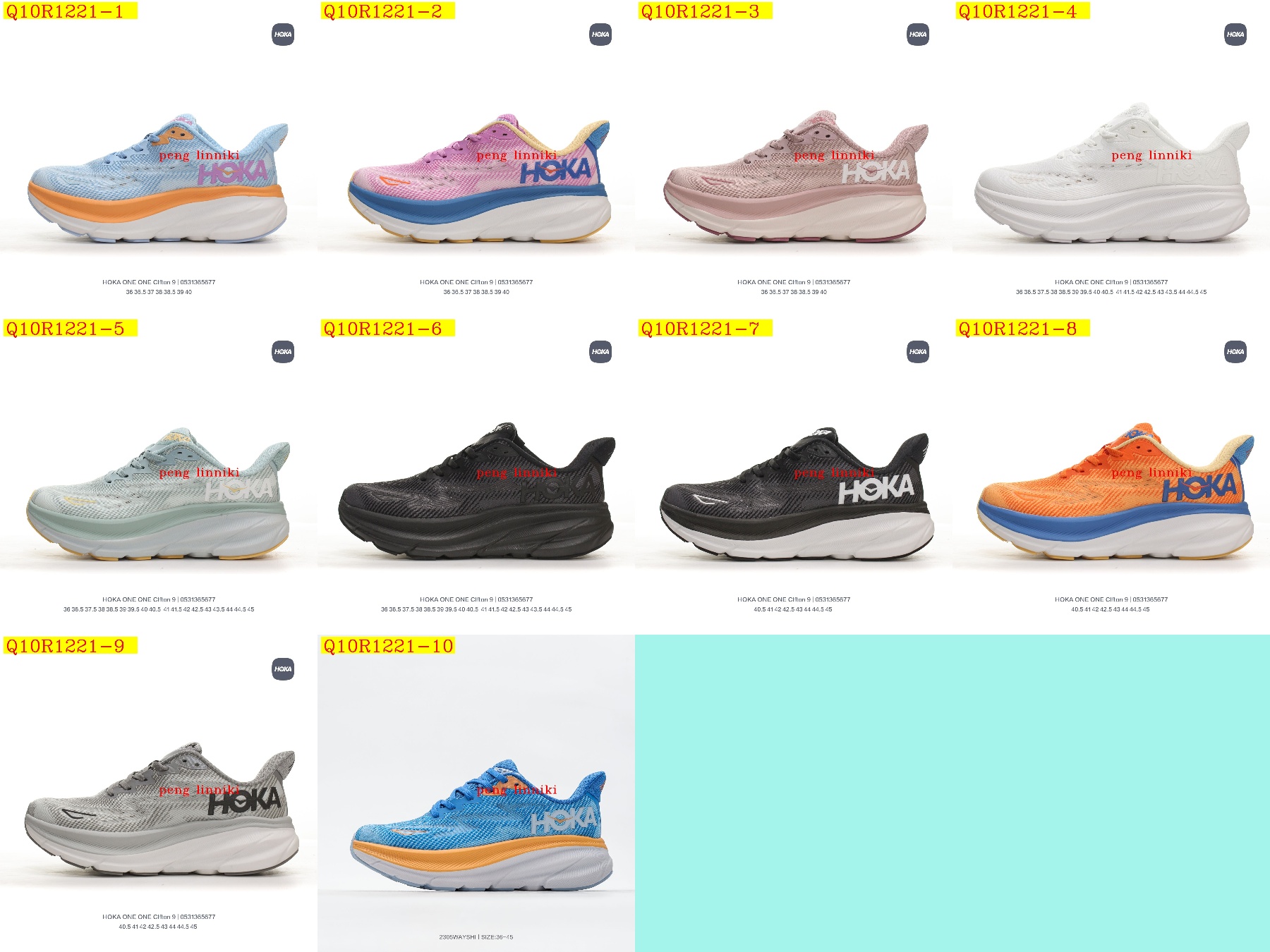 45$ new_dh HOKA ONE ONE MCLIFTON 9 size 36-45 22184034376 Q10R1221 gallery