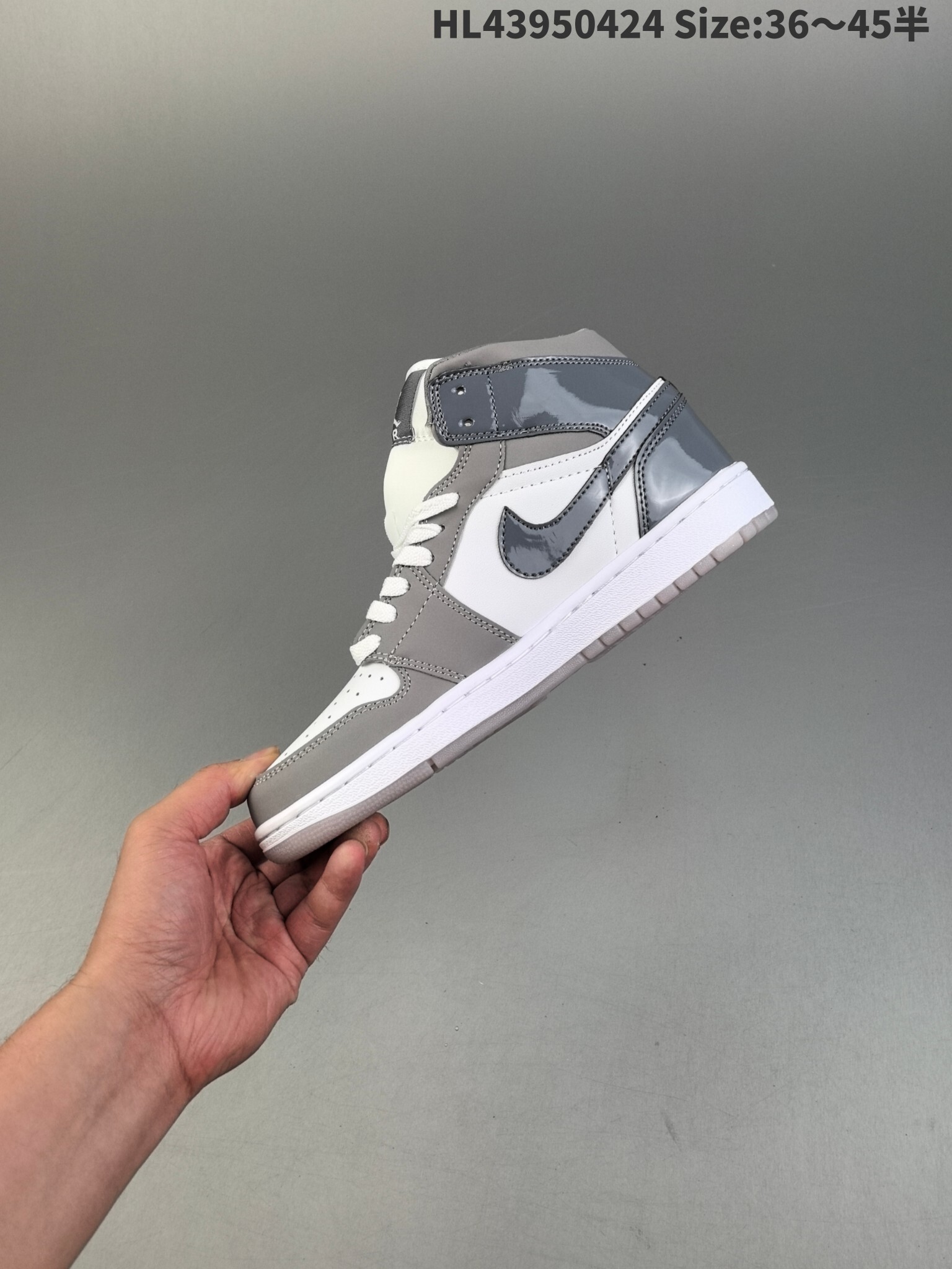 47$ Air Jordan 1 Mid Cool Grey half size 36-45 814930 MZ485 gallery