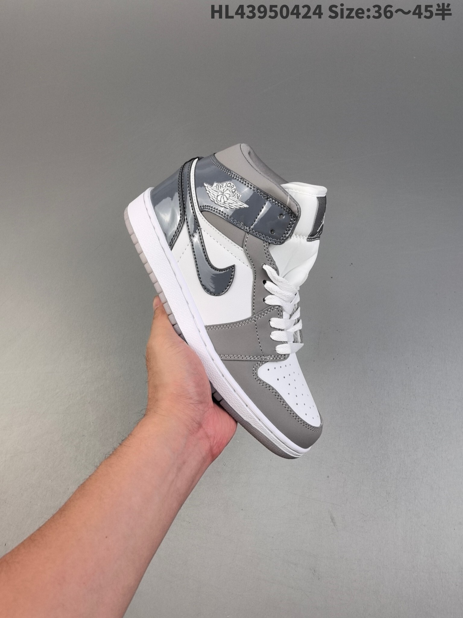 47$ Air Jordan 1 Mid Cool Grey half size 36-45 814930 MZ485 gallery