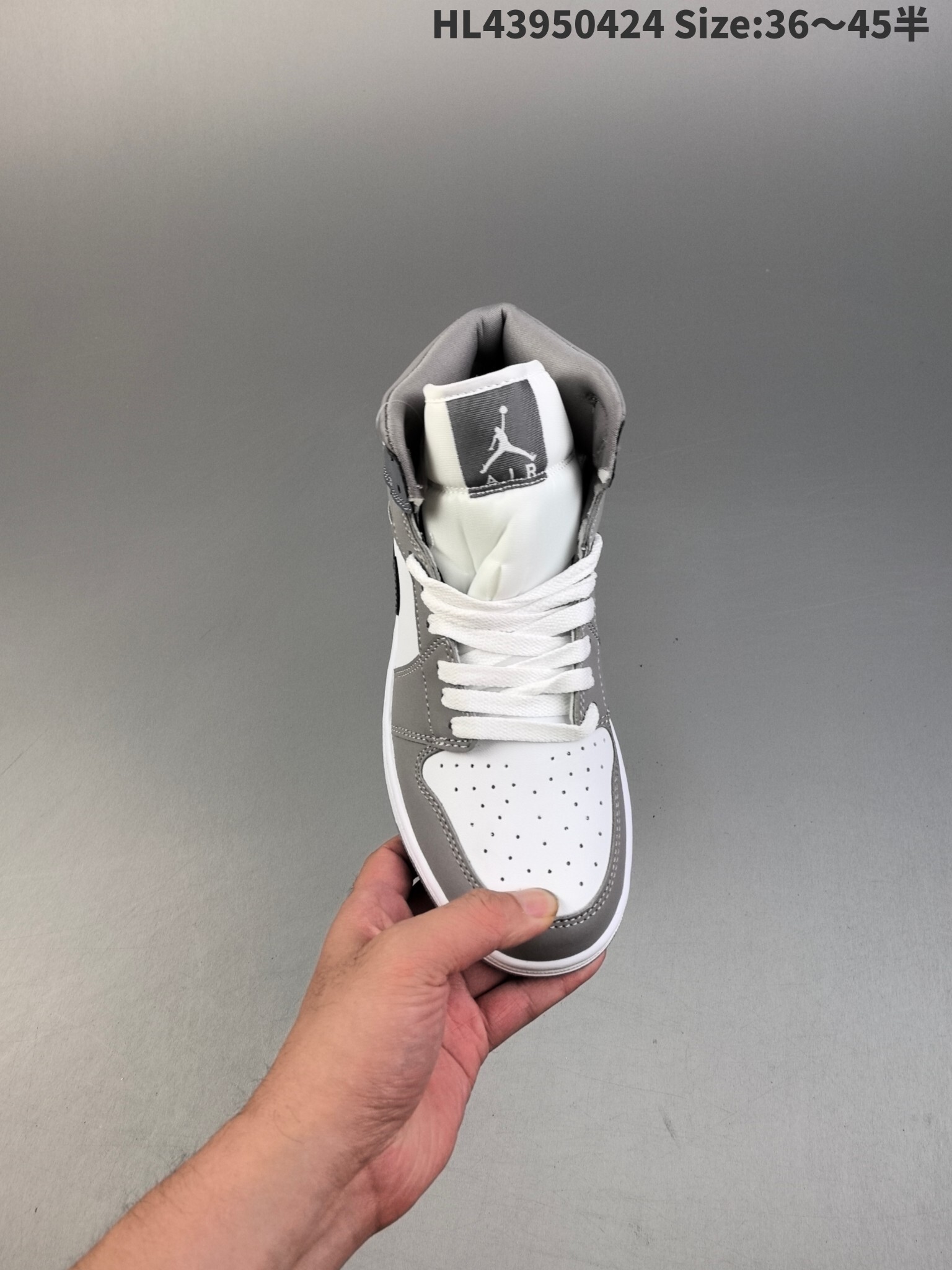 47$ Air Jordan 1 Mid Cool Grey half size 36-45 814930 MZ485 gallery