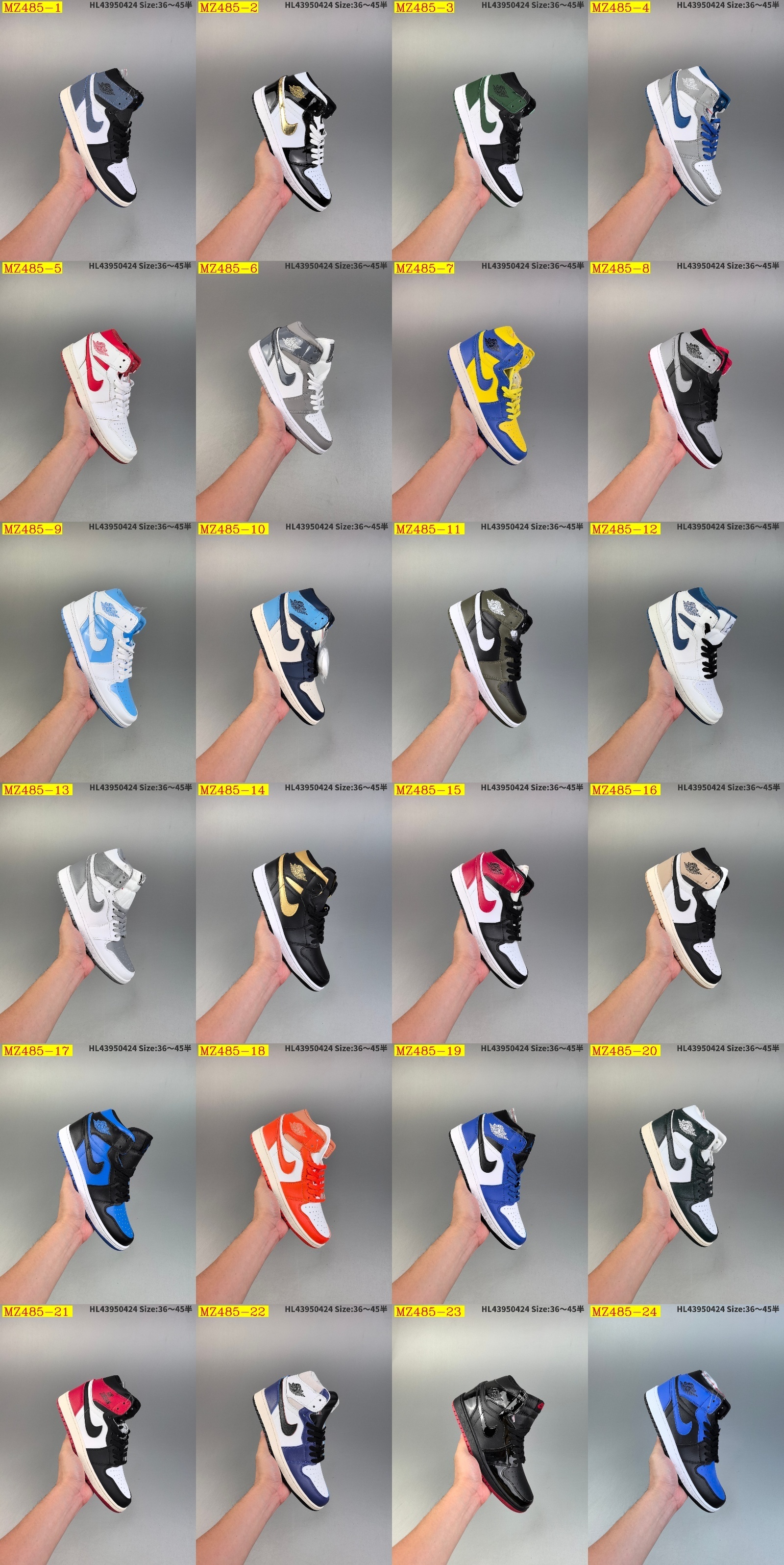 47$ Air Jordan 1 Mid Cool Grey half size 36-45 814930 MZ485 gallery