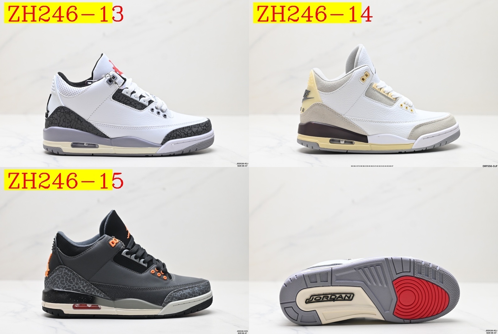 48$ Air Jordan 3 size 36-46 All Colors 3 421050 ZH246 gallery