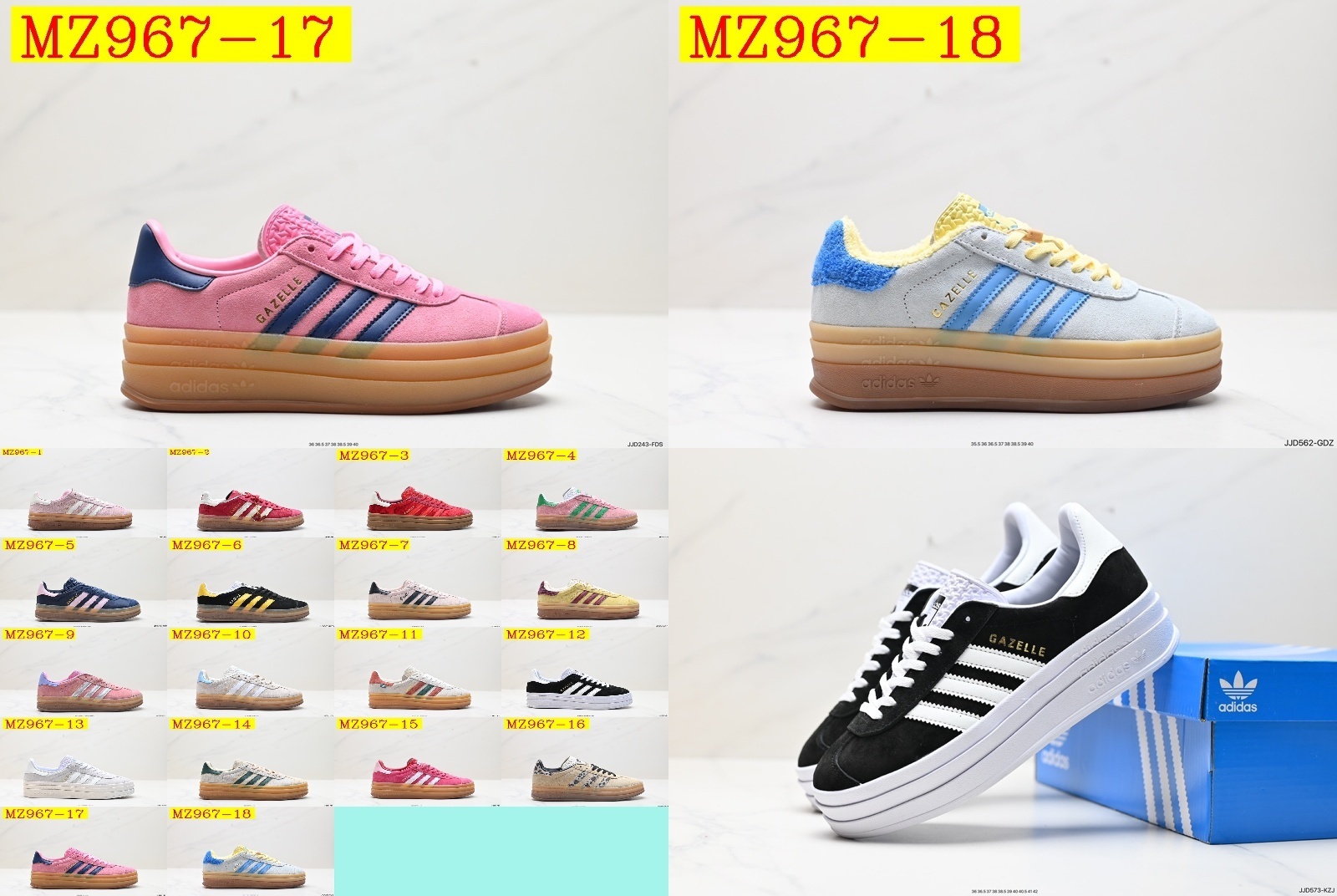 48$ Top Quality adidas Originals Gazelle Bold W half size 36-42 227250 MZ967 gallery