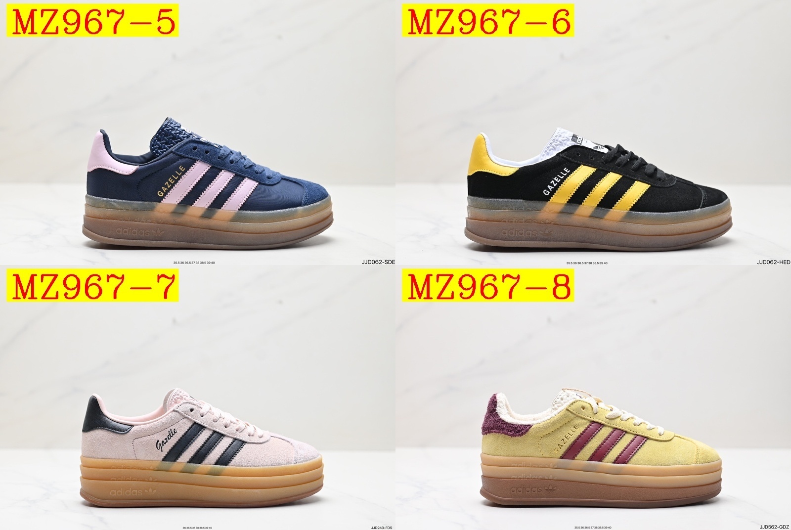 48$ Top Quality adidas Originals Gazelle Bold W half size 36-42 227250 MZ967 gallery