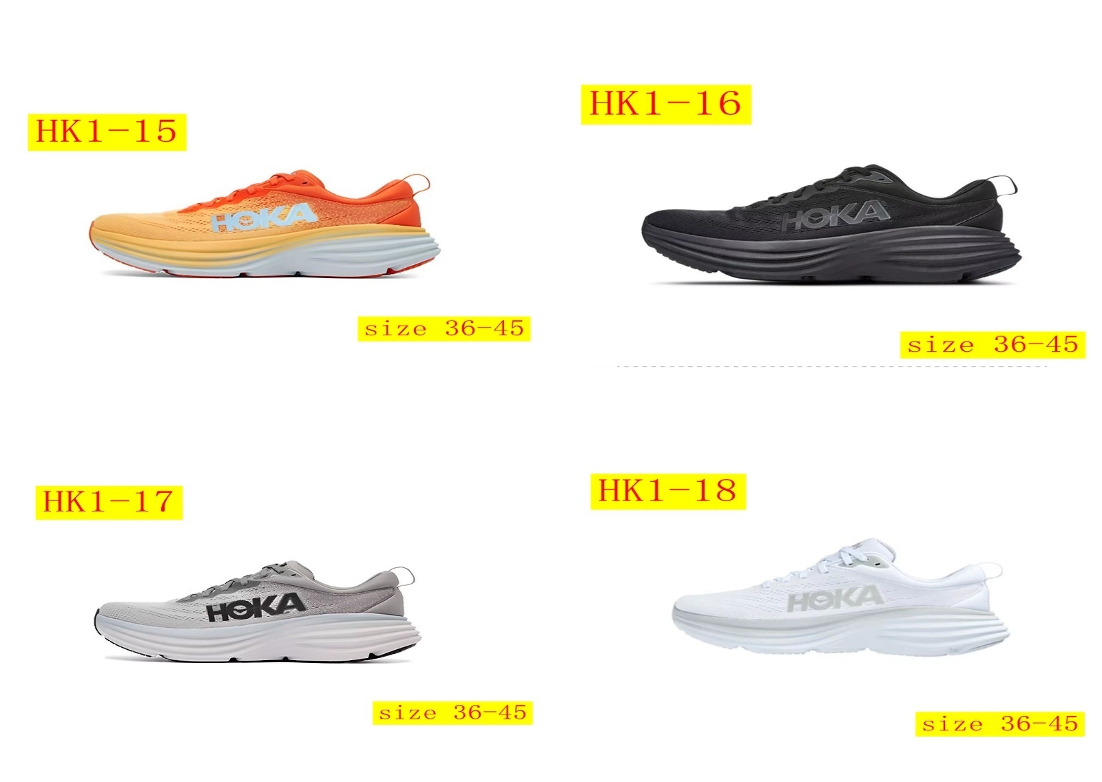 48$ dh HOKA ONE ONE Bondi8 size 36-45 HK1 gallery