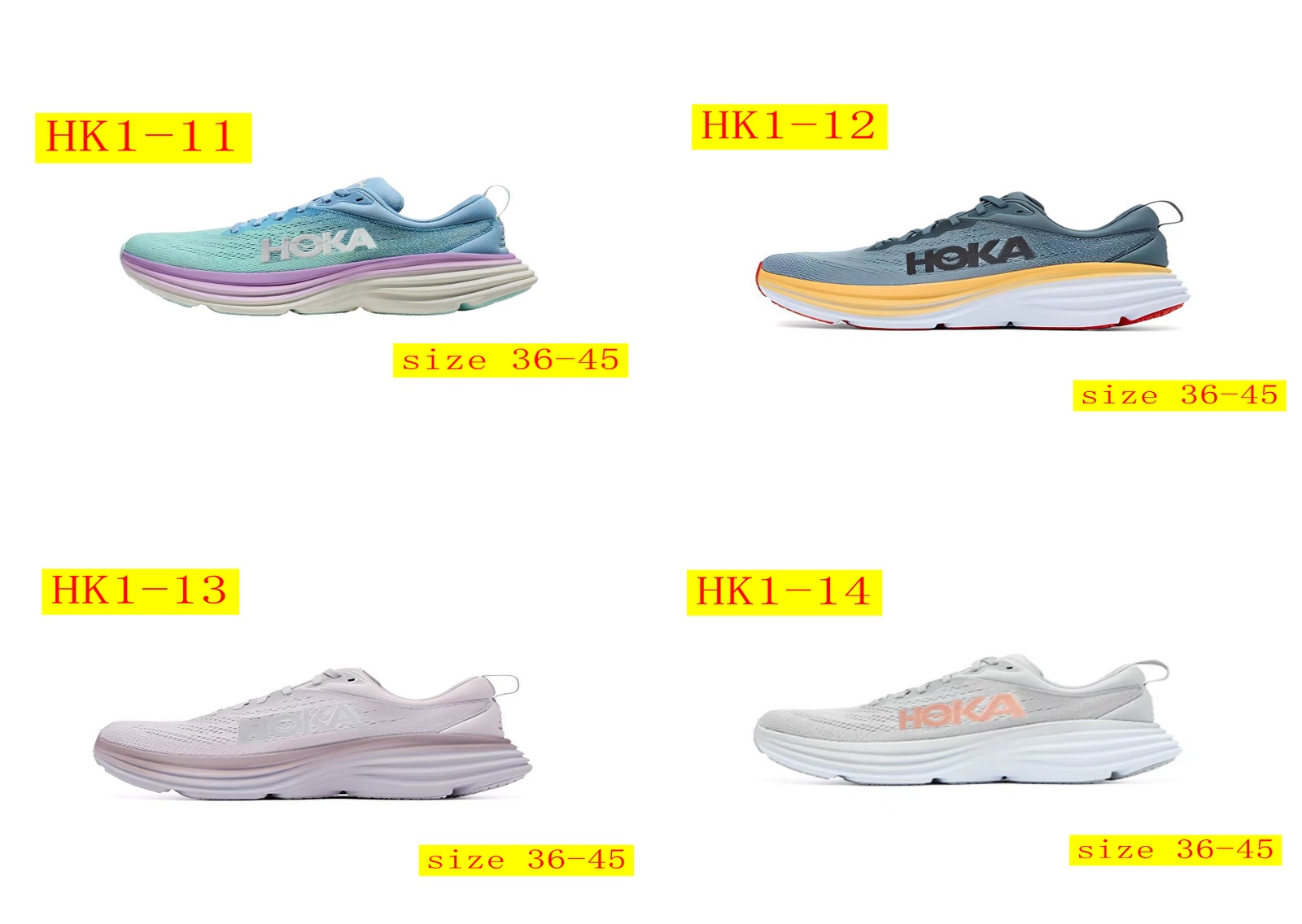 48$ dh HOKA ONE ONE Bondi8 size 36-45 HK1 gallery